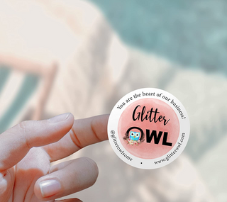 Custom round business stickers with logo with business details around the logo
