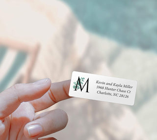Personalized Return Address Labels - Rectangle Monogram Eucalyptus