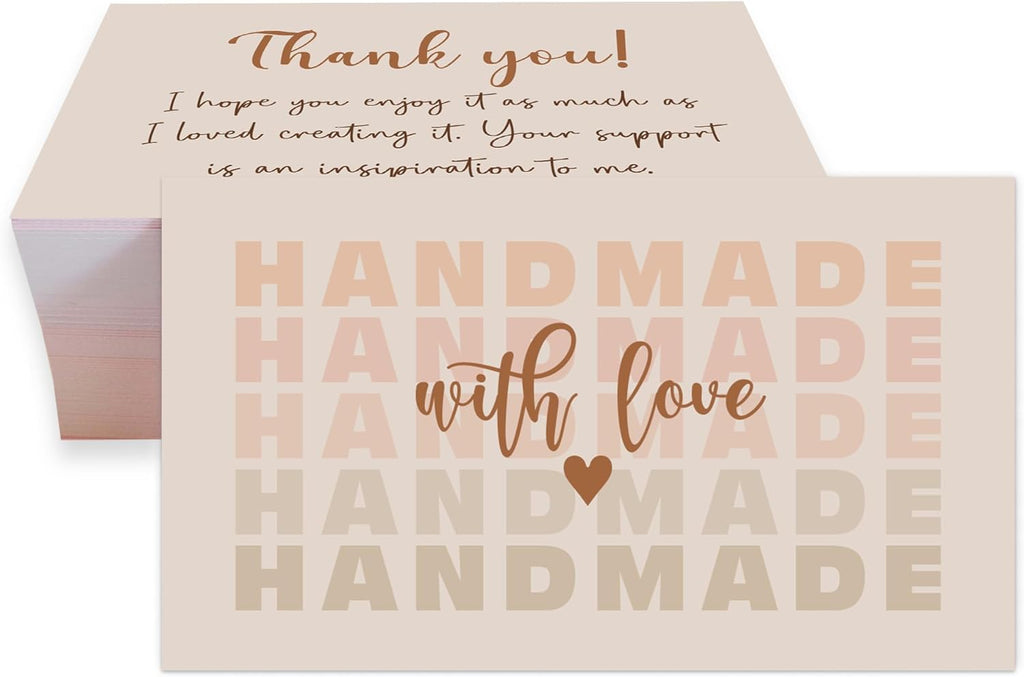 Thank You Cards Small Business - Pre printed Handmade with Love Neutra