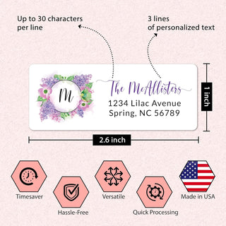Personalized Return Address Labels Spring - Large Rectangle Lilac Floral