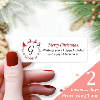 Personalized Return Address Labels Christmas - Rectangle Monogram Christmas