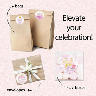 Thank You Princess Party Stickers - Princess and Gold