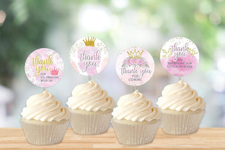 Thank You Princess Party Stickers - Princess and Gold