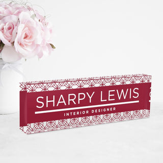 Personalized Name Plate for Desk - Red Mosaic