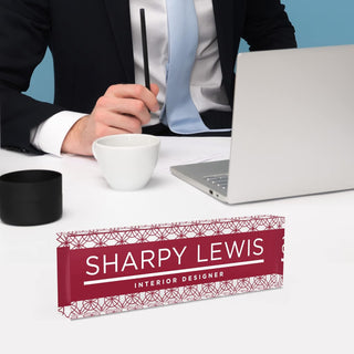 Personalized Name Plate for Desk - Red Mosaic