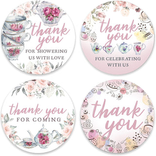 Thank You Tea Party Baby Shower Stickers - Tea Time Theme