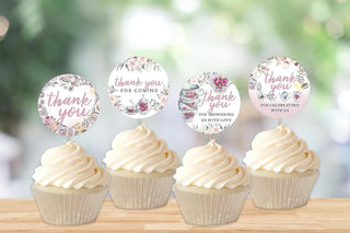 Thank You Tea Party Baby Shower Stickers - Tea Time Theme