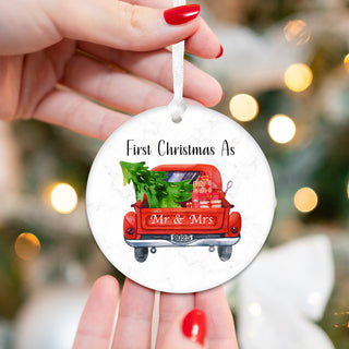 Our First Christmas Married Ornament 2026 - Red Truck