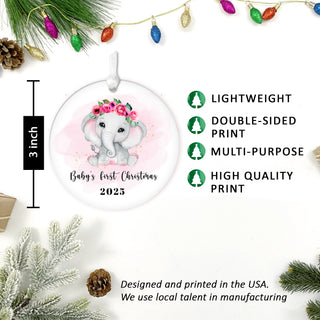 Baby First Christmas Ornament 2026 - Pink Elephant