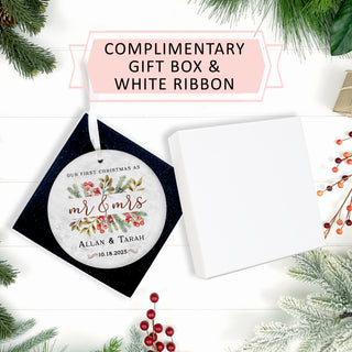 Our First Christmas Married Ornament 2025 - Customizable Text Berries