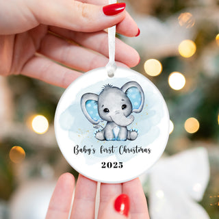 Baby First Christmas Ornament 2026 - Blue Elephant
