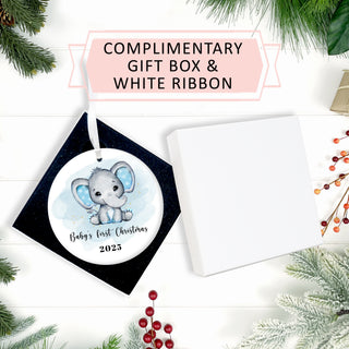Baby First Christmas Ornament 2026 - Blue Elephant