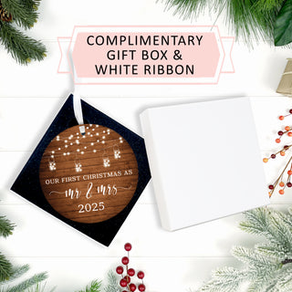 Our First Christmas Married Ornament 2025 - Rustic