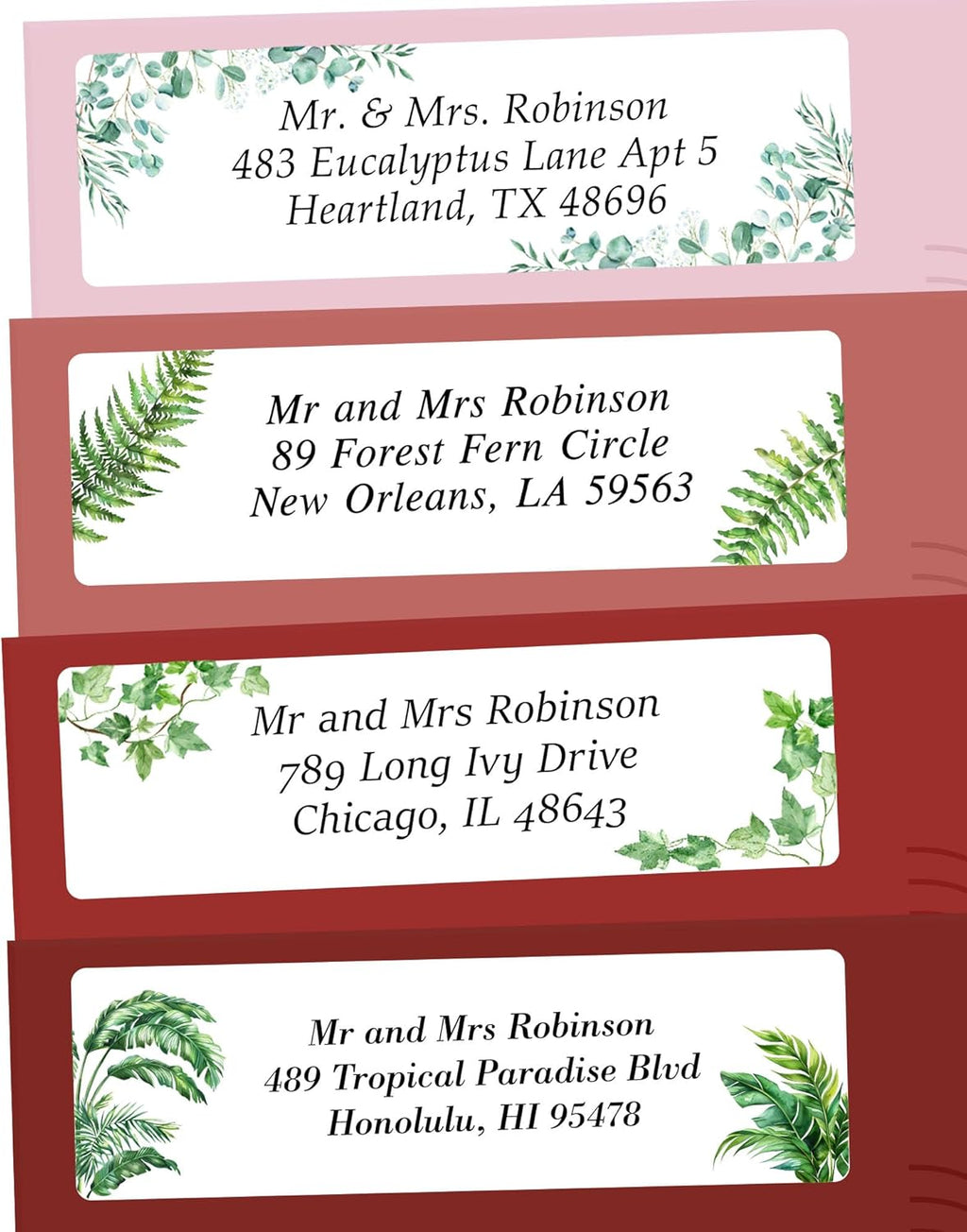 Personalized Return Address Labels Greenery - Eucalyptus, Fern, Ivy an ...