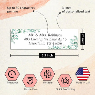 Personalized Return Address Labels Greenery - Eucalyptus, Fern, Ivy and Tropical (50 - 1000)