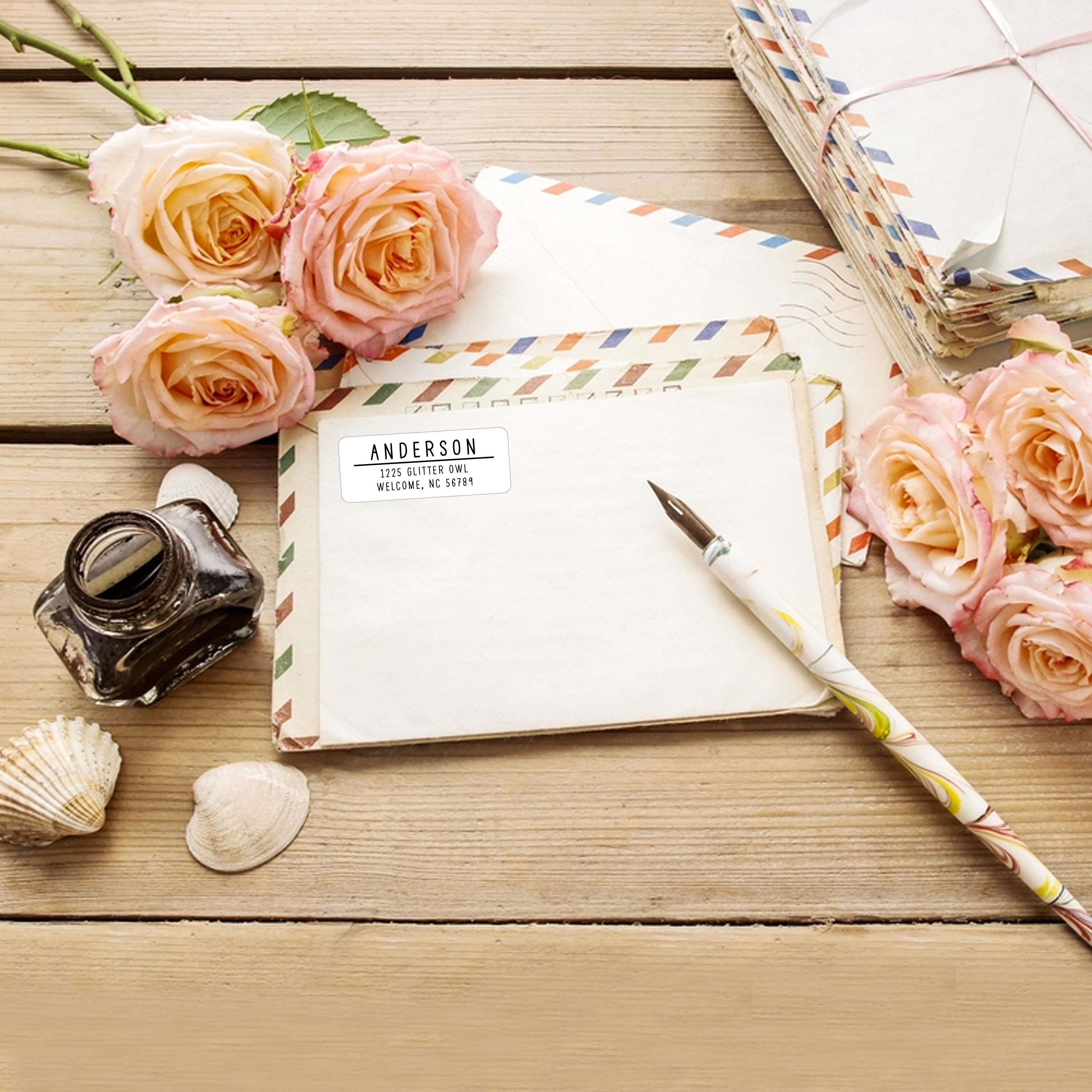 Personalized Return Address Labels Wedding - Set of 240 Elegant Custom  Mailing Labels for Envelopes, Self Adhesive Flat Sheet Personalized Name