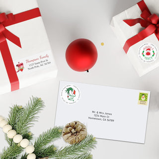 Personalized Christmas Address Labels Set - Custom Holiday Return Address Labels, Set of 120 Mailing Labels Flat Sheet Rectangle Labels for Envelopes, Self Adhesive Stickers with 3 Designs (Mailbox)