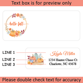 Fall Personalized Return Address Labels - Set of 120 Farmhouse Style Autumn Custom Mailing Labels for Envelopes, Self Adhesive Flat Sheet Rectangle Personalized Name Stickers