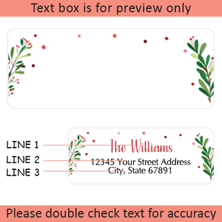 Personalized Christmas Address Labels Berry - Custom Holiday Return Address Labels, Set of 120 Mailing Labels Flat Sheet Rectangle Labels for Envelopes, Self Adhesive Stickers