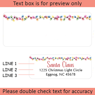 Personalized Christmas Address Labels Lights - Custom Holiday Return Address Labels, Set of 120 Mailing Labels Flat Sheet Rectangle Labels for Envelopes, Self Adhesive Stickers