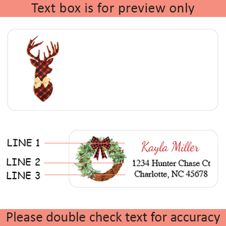 Personalized Christmas Address Labels Set - Custom Holiday Return Address Labels, Set of 120 Mailing Labels Flat Sheet Rectangle Labels for Envelopes, Self Adhesive Stickers (Buffalo Plaid)