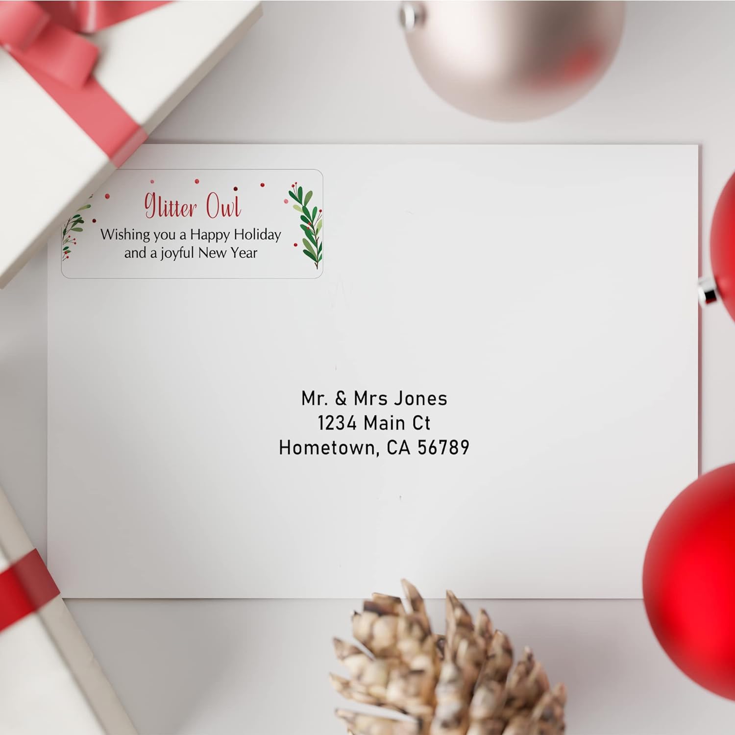 30 Custom Christmas Ornaments Personalized Return Address Labels Holiday Label