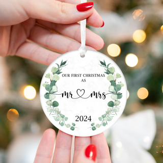 Our First Christmas Married Ornament 2024 - Greenery