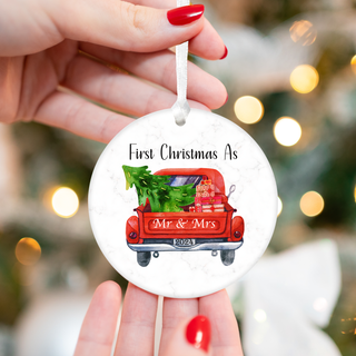 Our First Christmas Married Ornament 2024 - Red Truck