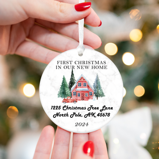 New Home Christmas Ornaments 2024 - Customizable Text with Winter Design