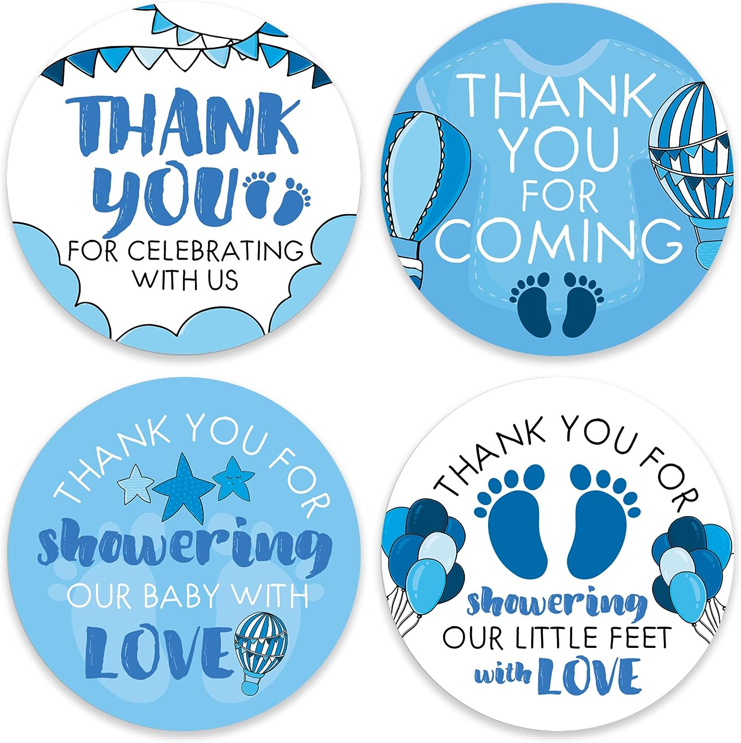 48 Personalised Round Baby Shower Stickers Thank You For Coming - Foto 2
