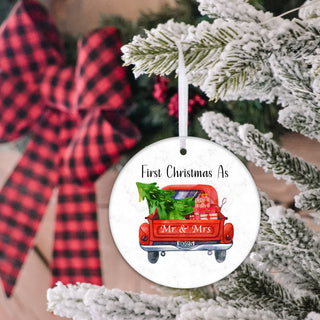 Our First Christmas Married Ornament 2026 - Red Truck