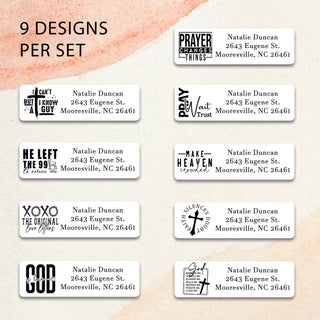 Personalized Return Address Labels Religious - High Gloss Custom Mailing Labels on Sheets (50 - 1000)