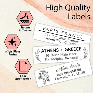 Personalized Return Address Labels - High Gloss Custom Mailing Labels on Sheets - Self-Adhesive Return Stickers for Envelopes with Crisp Printing Design (Small Labels White)