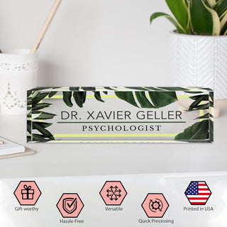 Name Plate for Desk Personalized - Custom Name Plates for Work, Ideal Office Decor for Men and Women, Clear Acrylic Desk Name Plate | Customized Gifts (8" x 2.5") (Tropical Nights)