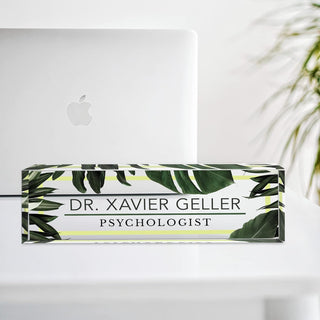 Name Plate for Desk Personalized - Custom Name Plates for Work, Ideal Office Decor for Men and Women, Clear Acrylic Desk Name Plate | Customized Gifts (8" x 2.5") (Tropical Nights)