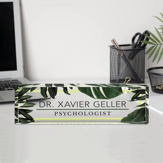 Name Plate for Desk Personalized - Custom Name Plates for Work, Ideal Office Decor for Men and Women, Clear Acrylic Desk Name Plate | Customized Gifts (8" x 2.5") (Tropical Nights)