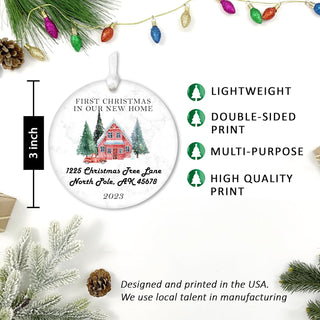 New Home Christmas Ornaments 2023 - First Christmas in Our New Home Ornament 2023, 3" Ceramic Christmas Ornament, Housewarming Gift, Xmas Tree Decoration (Winter)