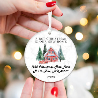 New Home Christmas Ornaments 2023 - First Christmas in Our New Home Ornament 2023, 3" Ceramic Christmas Ornament, Housewarming Gift, Xmas Tree Decoration (Winter)