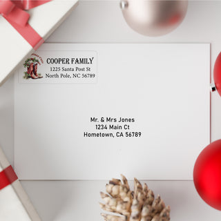 Personalized Christmas Address Labels Set - Rectangle Western