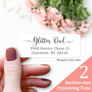 Personalized Return Address Labels Swash - Set of 240 Elegant Custom Mailing Labels for Envelopes, Self Adhesive Flat Sheet Rectangle Personalized Name Stickers