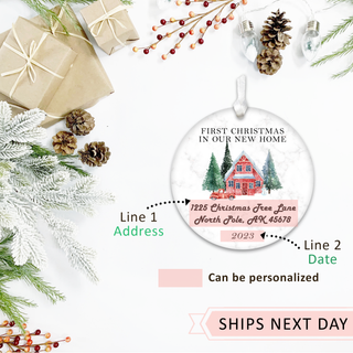 New Home Christmas Ornaments 2024 - Customizable Text with Winter Design