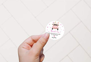 Baby Shower Favors Custom Stickers - Set of 36 Personalized Baby Shower Thank You Gifts Self Adhesive Flat Sheet 2 Inch Round Labels for Drive by Pink Baby Girl Shower Favors Jungle Animals Theme