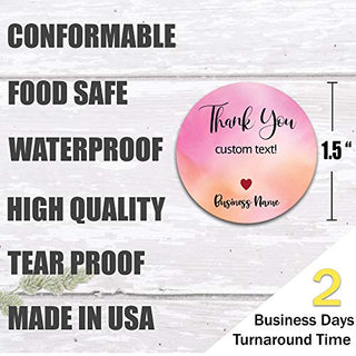 Personalized Thank You Stickers - Set of 80 Custom Thank You for Your Order Stickers, Self Adhesive Flat Sheet 1.5 Inch Round Labels for Small Business Packaging (Watercolor 1.5 in)