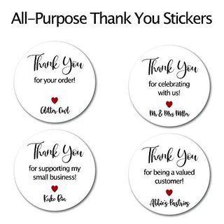 Personalized Thank You Stickers - Set of 80 Custom Thank You for Your Order Stickers, Self Adhesive Flat Sheet 1.5 Inch Round Labels for Small Business Packaging (Thank You)