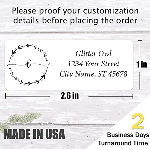 Glitter Owl Personalized Return Address Labels Wedding - Set of 240 Elegant Custom Mailing Labels for Envelopes, Self Adhesive Flat Sheet PE