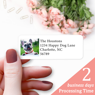 Personalized Return Address Labels Photo - Set of 120 Custom Photo or Logo Mailing Labels for Envelopes, Self Adhesive Flat Sheet Rectangle Personalized Name Stickers